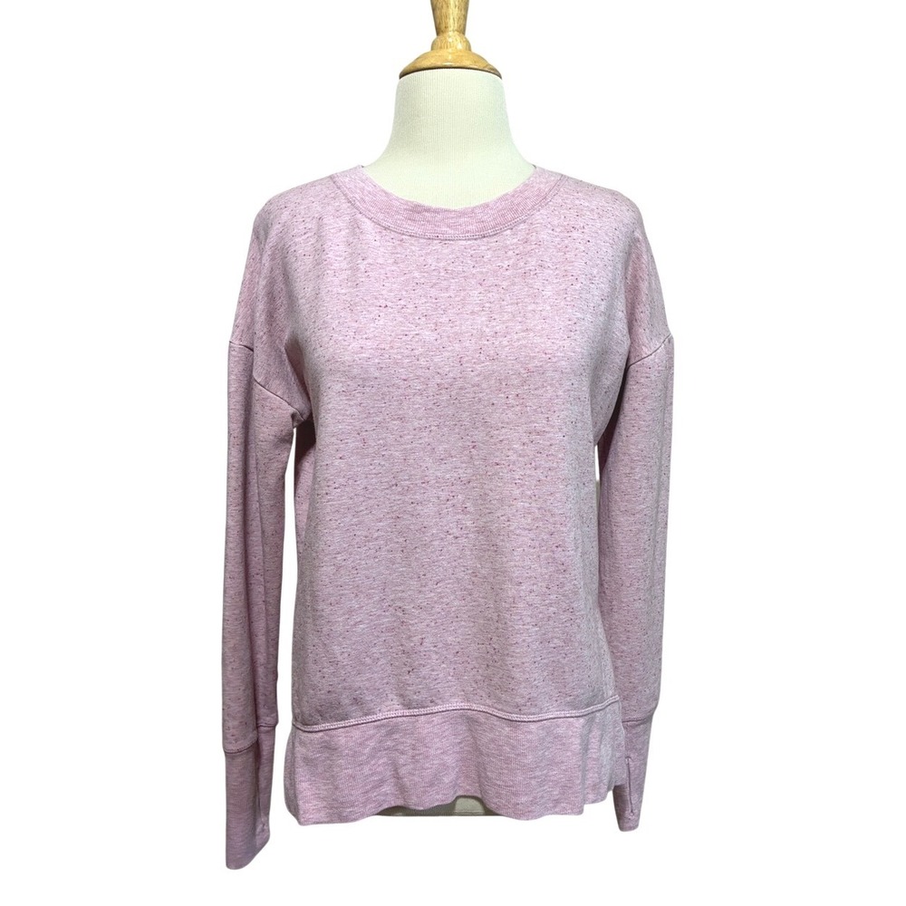ATHLETA XS Speckled Pink Lyocell Cotton Modal Blend Pullover Sweatshirt Cozycore